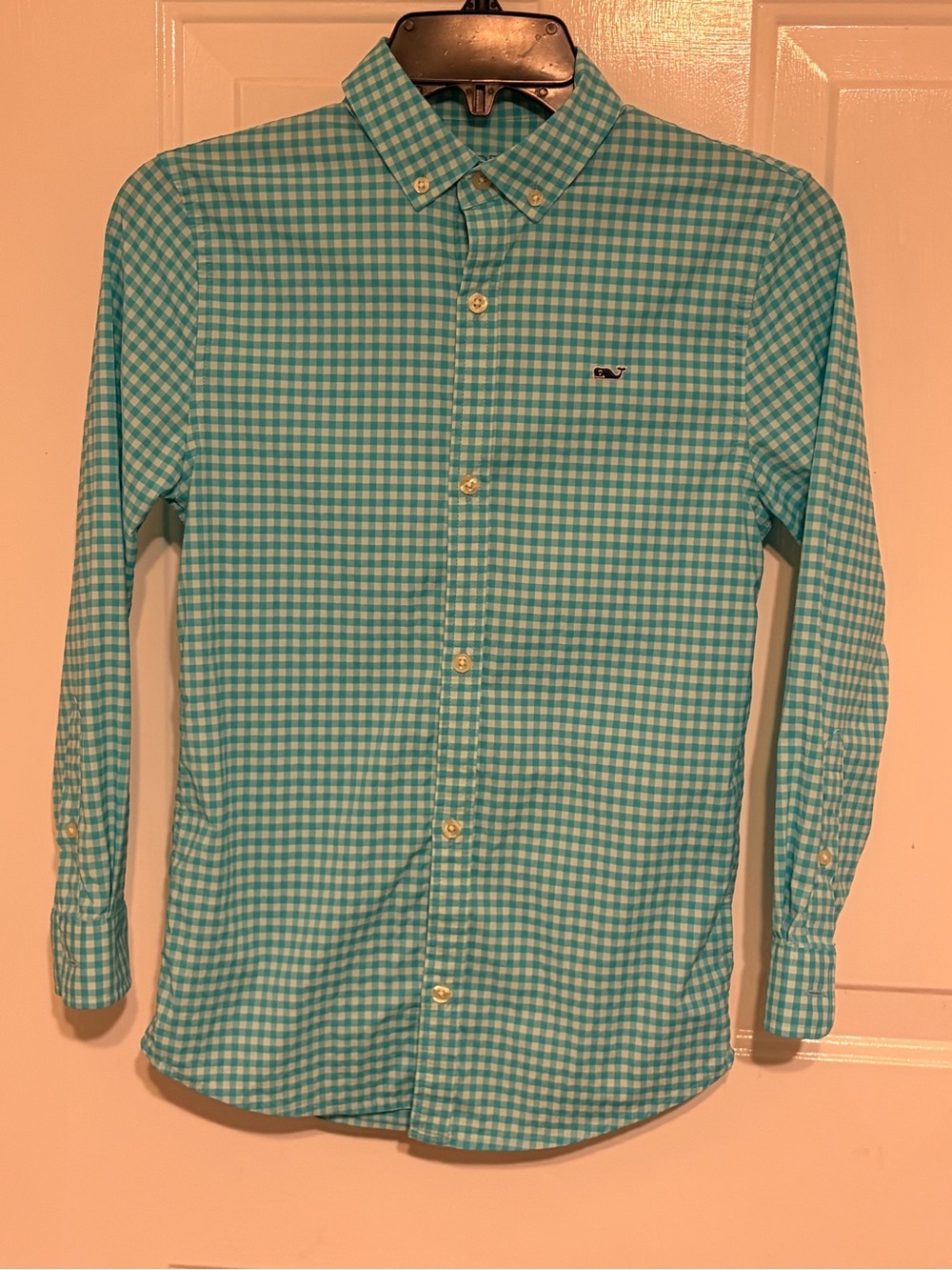 Vineyard Vines Attractive Boy's Green Button-Down Performance Shirt Size Small